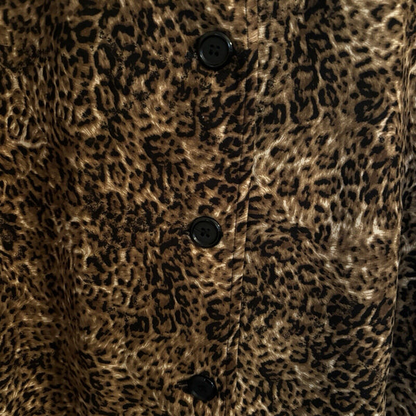 Briggs New York Womens Leopard Print Microsuede Long Sleeve Jacket Brown Size 2X