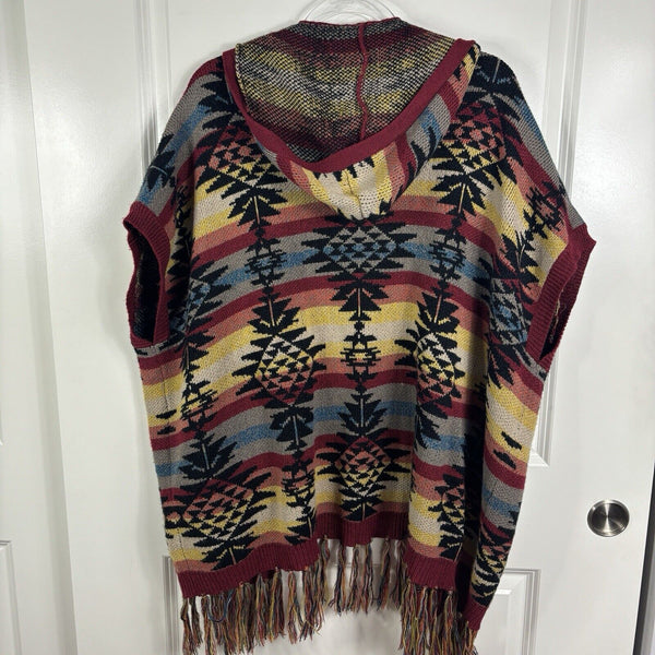 American Eagle Southwest Aztec Fringe Cardigan Sweater Hooded Womens XS/ S