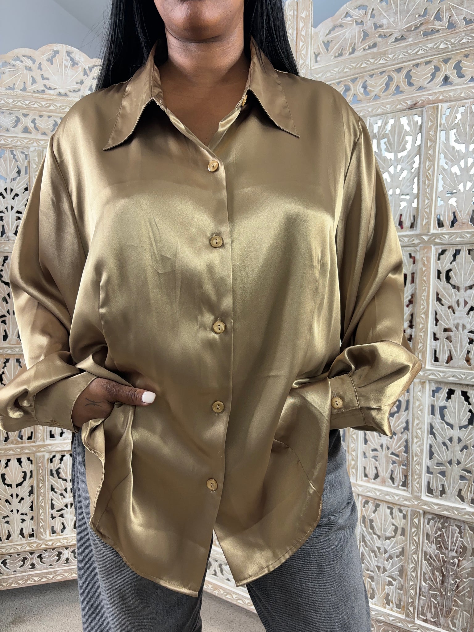 Olive Lane Bryant Button Down Shirt-Size 18/20