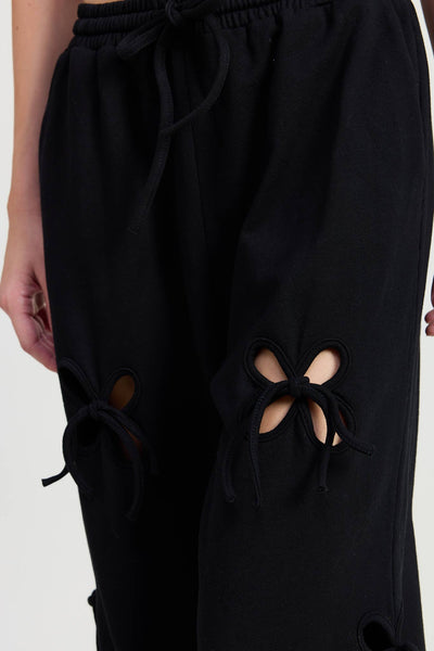 Take a Bow French Terry Sweatpants with Cutout Detail