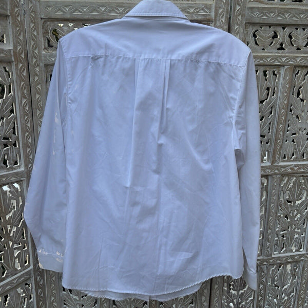 Yves St.Clair Womans White Button Up Blouse Size 18 Embroidered Floral Accents