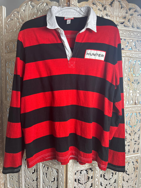 Women's Hunter Red & Black Rugby Shirt-Large