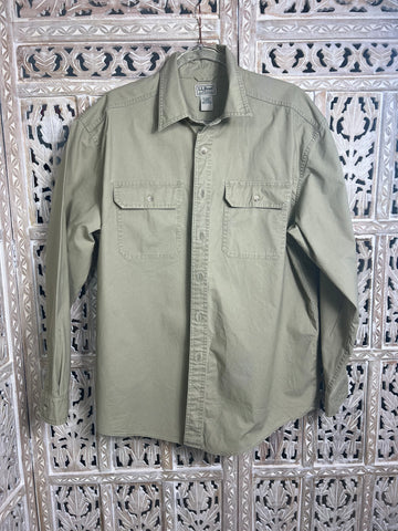 Men's Olive LL Bean Button up~Large