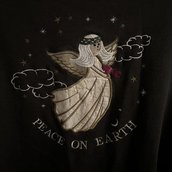 Vtg Great American Peace On Earth Angel Black Sweatshirt Women's Pullover Sz XL