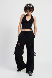 Take a Bow French Terry Sweatpants with Cutout Detail