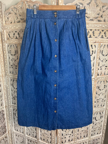 Women's LL Bean denim button down a-line skirt-Size 12