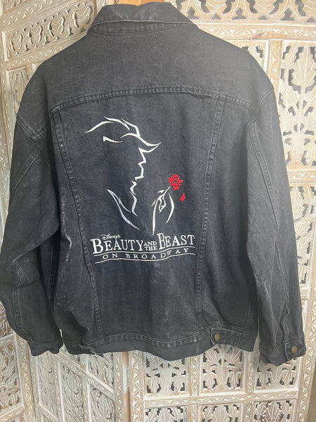 90's Black Denim Beauty and the Beast Jacket-XL